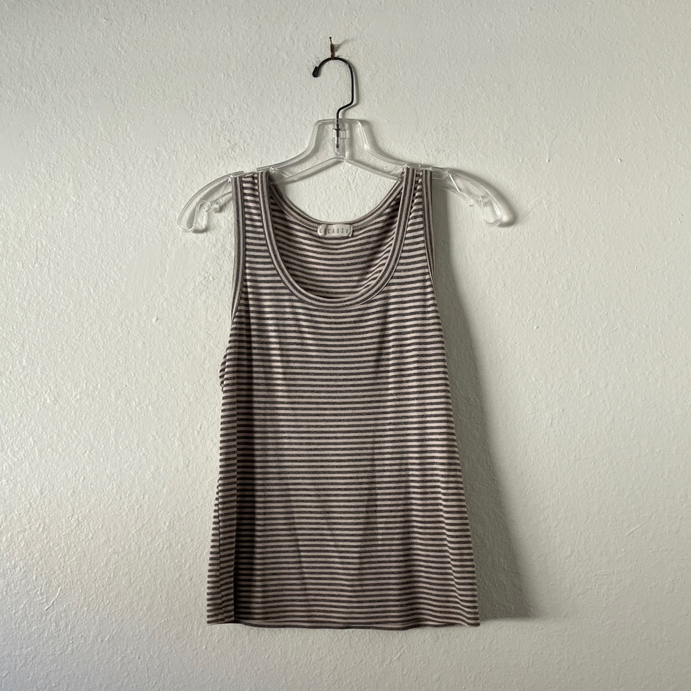 Grey Striped Lacausa Tank Top